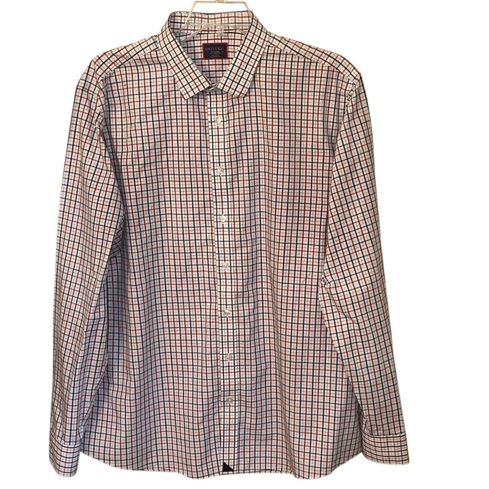 UNTUCKit Plaid Long Sleeve Button Up Dress Shirt XXL Tall Cotton‎ Wrinkle Free